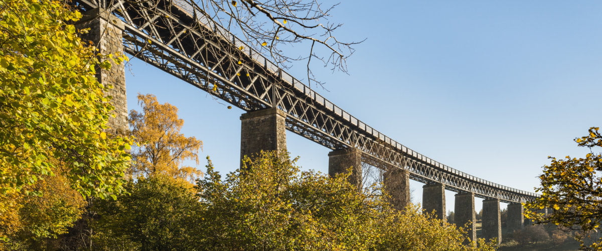 Photograph of the Findhorn viaduct at Tomatin, carrying the Perth to Inverness railway line.