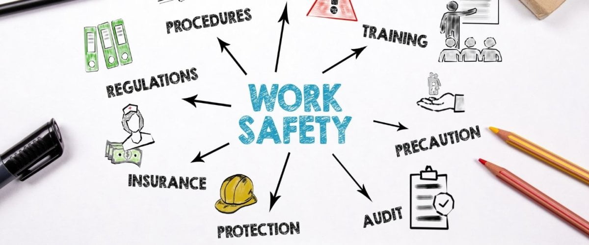 Illustration on Work Safety itemising the component parts of 