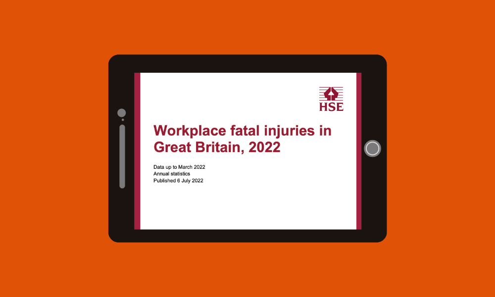 Image of HSE report Workplace fatal injuries in Great Britain on tablet computer