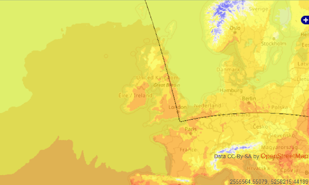 Image of Temperature Forecast overlay in Trackplot Portal.