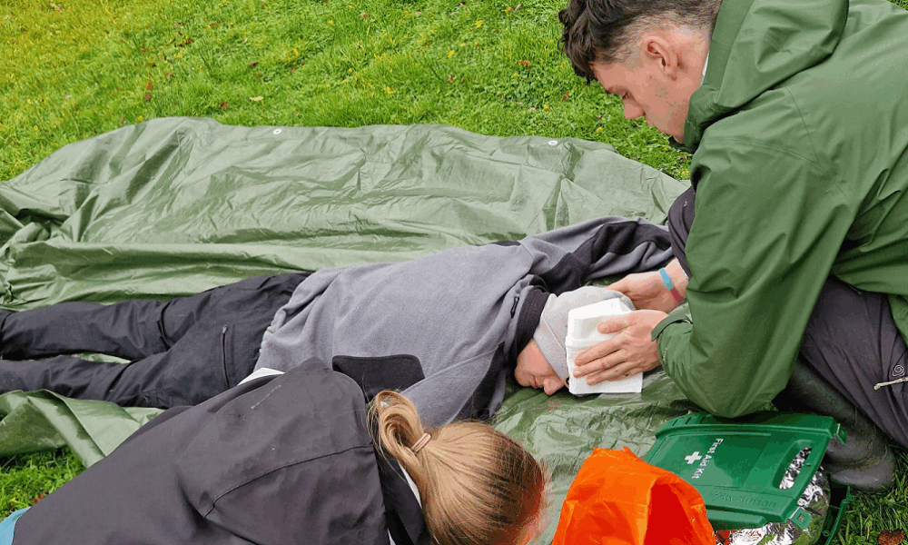 Photograph of candidates gaining practical experience on SLP First Aid's Forestry First Aid training.