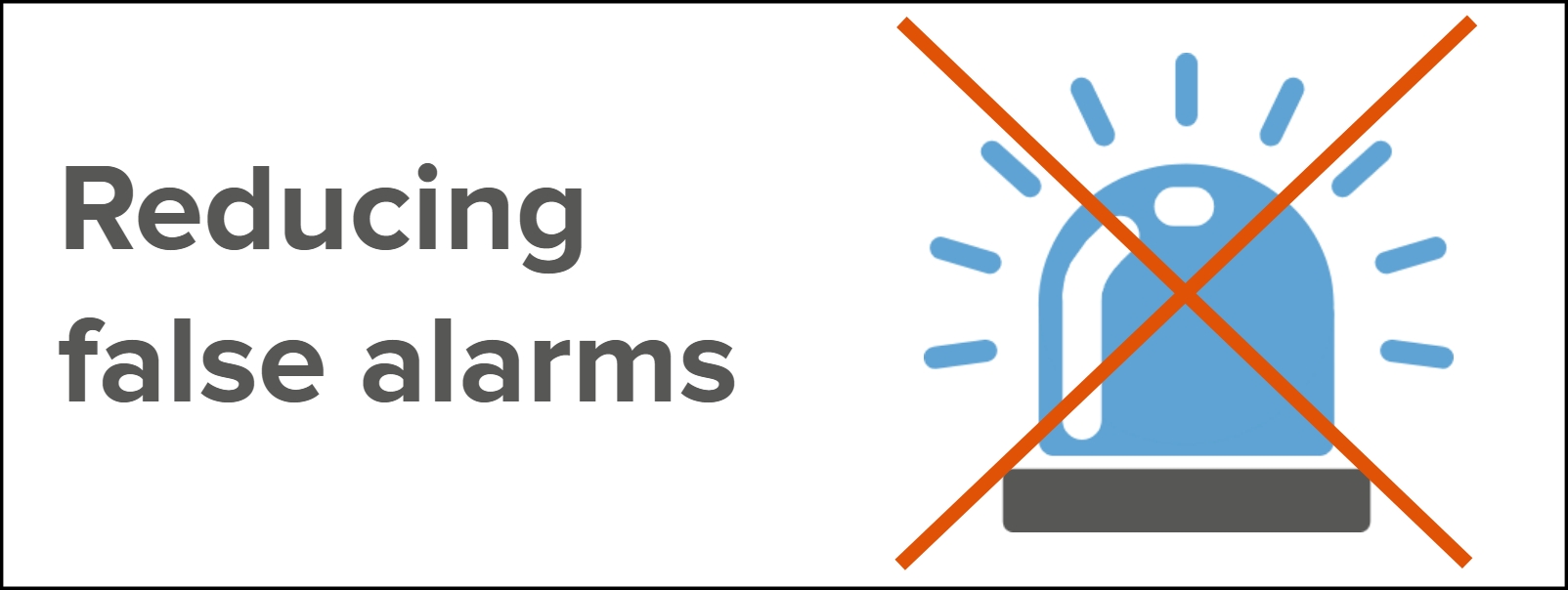 Illustration of an activated emergency blue light with two orange lines forming a cross over the top, crossing the light out with the words 